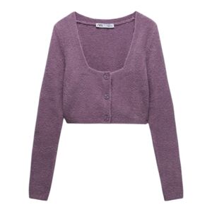 NWOT Zara Mauve Cropped Cardigan